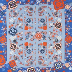 E.Marinella FOULARD IN SETA 90 BLU World of archivio flowers 1961 Outlet
