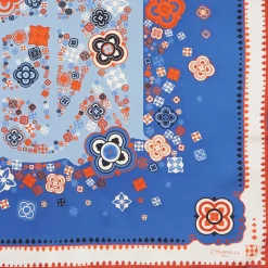 E.Marinella FOULARD IN SETA 90 BLU World of archivio flowers 1961 Outlet