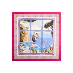 E.Marinella FOULARD IN SETA 90 FUCSIA I faraglioni di capri