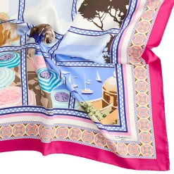 E.Marinella FOULARD IN SETA 90 FUCSIA I faraglioni di capri