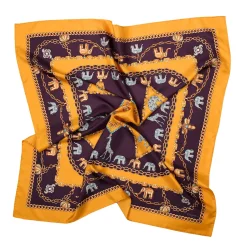 E.Marinella FOULARD IN SETA 90 GIALLO Elefanti portafortuna Sale