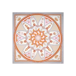 E.Marinella FOULARD IN SETA 90 GRIGIO CHIARO Le mongolfiere
