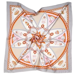 E.Marinella FOULARD IN SETA 90 GRIGIO CHIARO Le mongolfiere