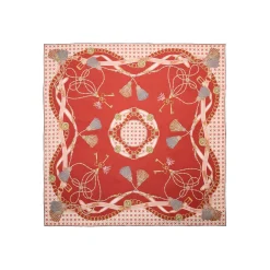 E.Marinella FOULARD IN SETA 90 MARRONE CHIARO Microfantasia, nappine e chiavi Clearance