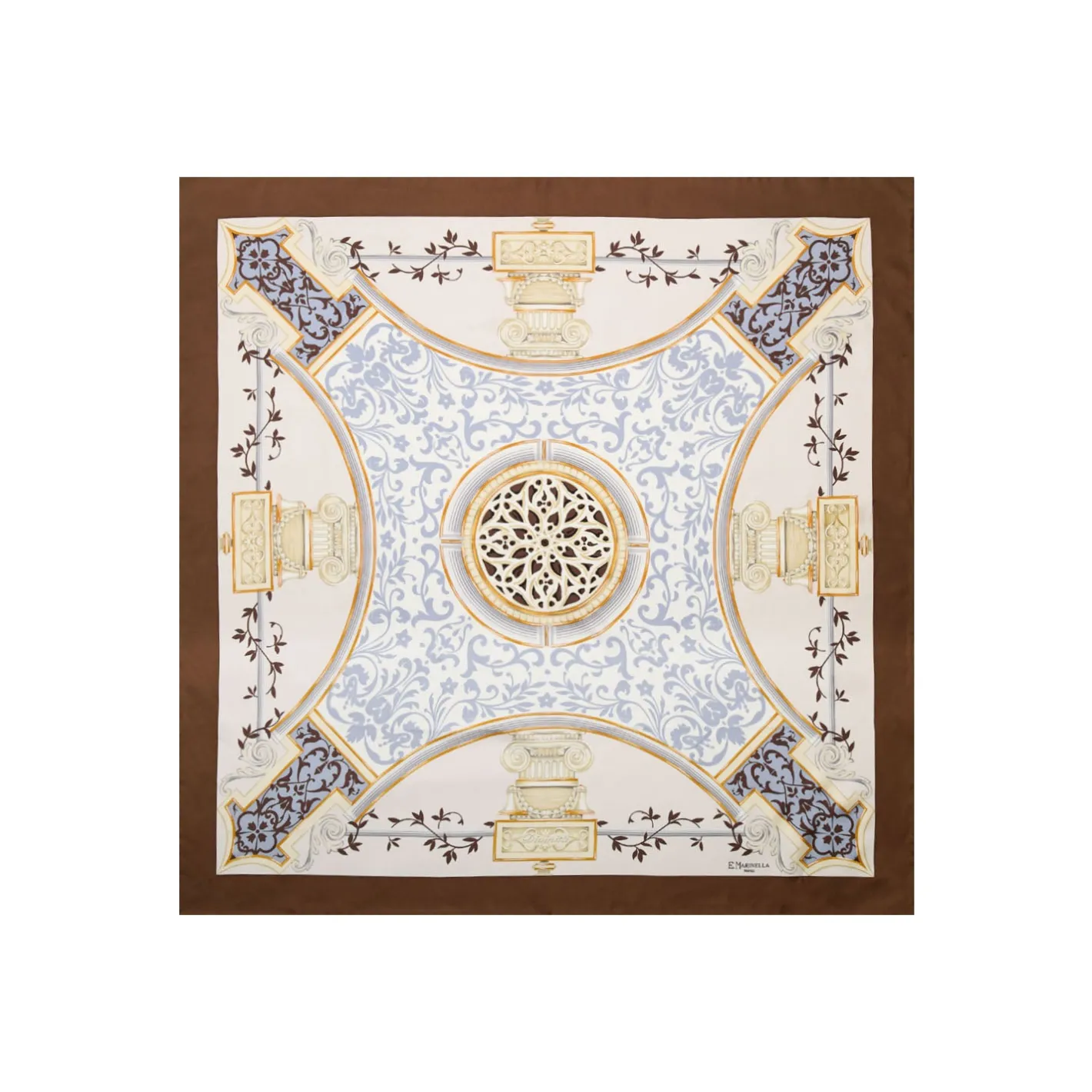 E.Marinella FOULARD IN SETA 90 MARRONE CHIARO Divinita’ Hot