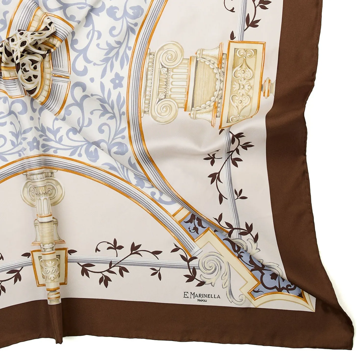 E.Marinella FOULARD IN SETA 90 MARRONE CHIARO Divinita’ Hot