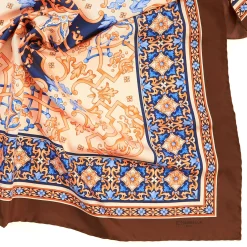 E.Marinella FOULARD IN SETA 90 MARRONE CHIARO Maiolica mediterranea Online