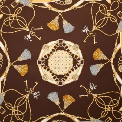 E.Marinella FOULARD IN SETA 90 MARRONE SCURO Microfantasia, nappine e chiavi Outlet