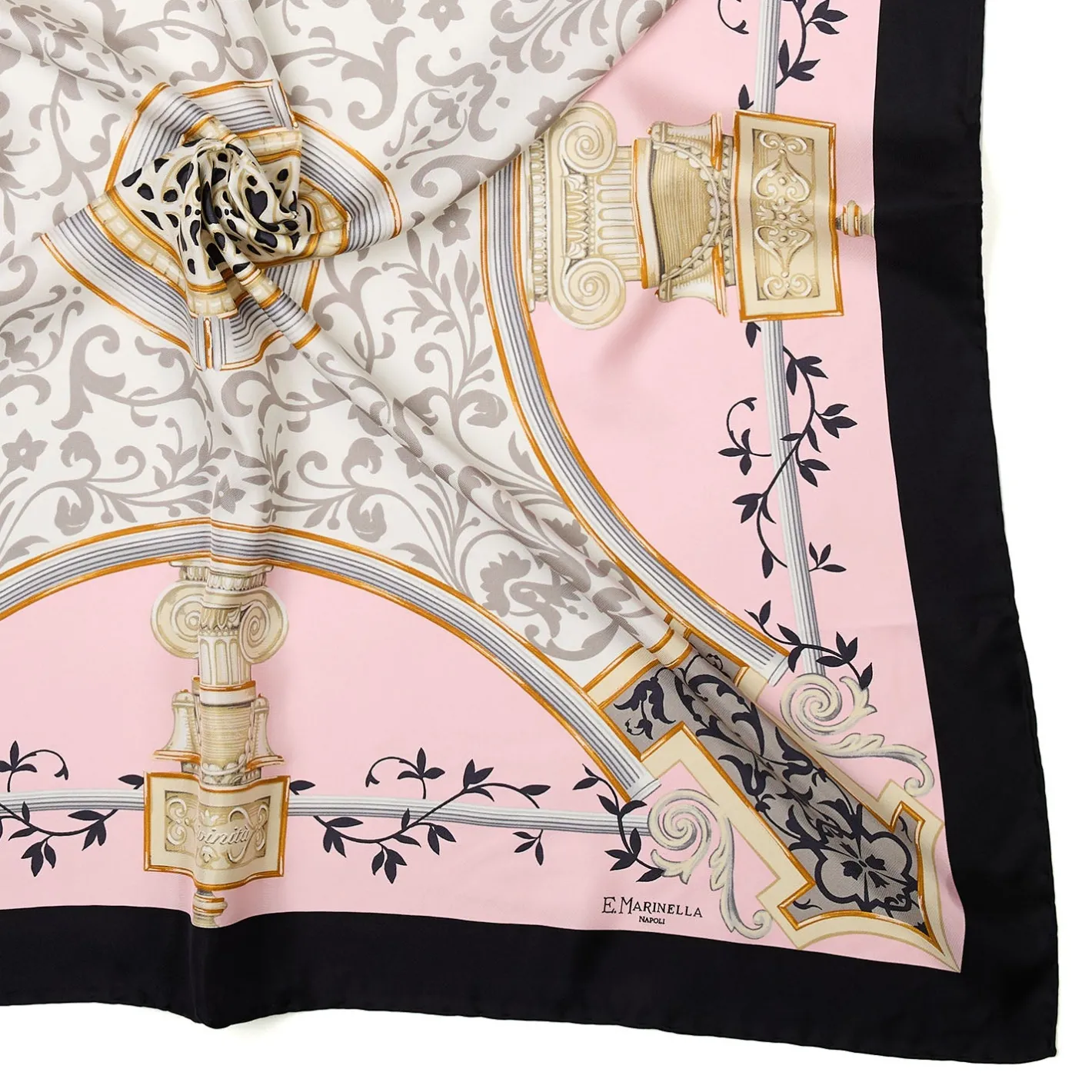 E.Marinella FOULARD IN SETA 90 NERO Divinita’ Best