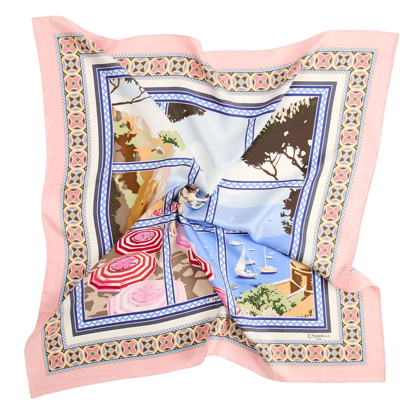 E.Marinella FOULARD IN SETA 90 ROSA I faraglioni di capri Online