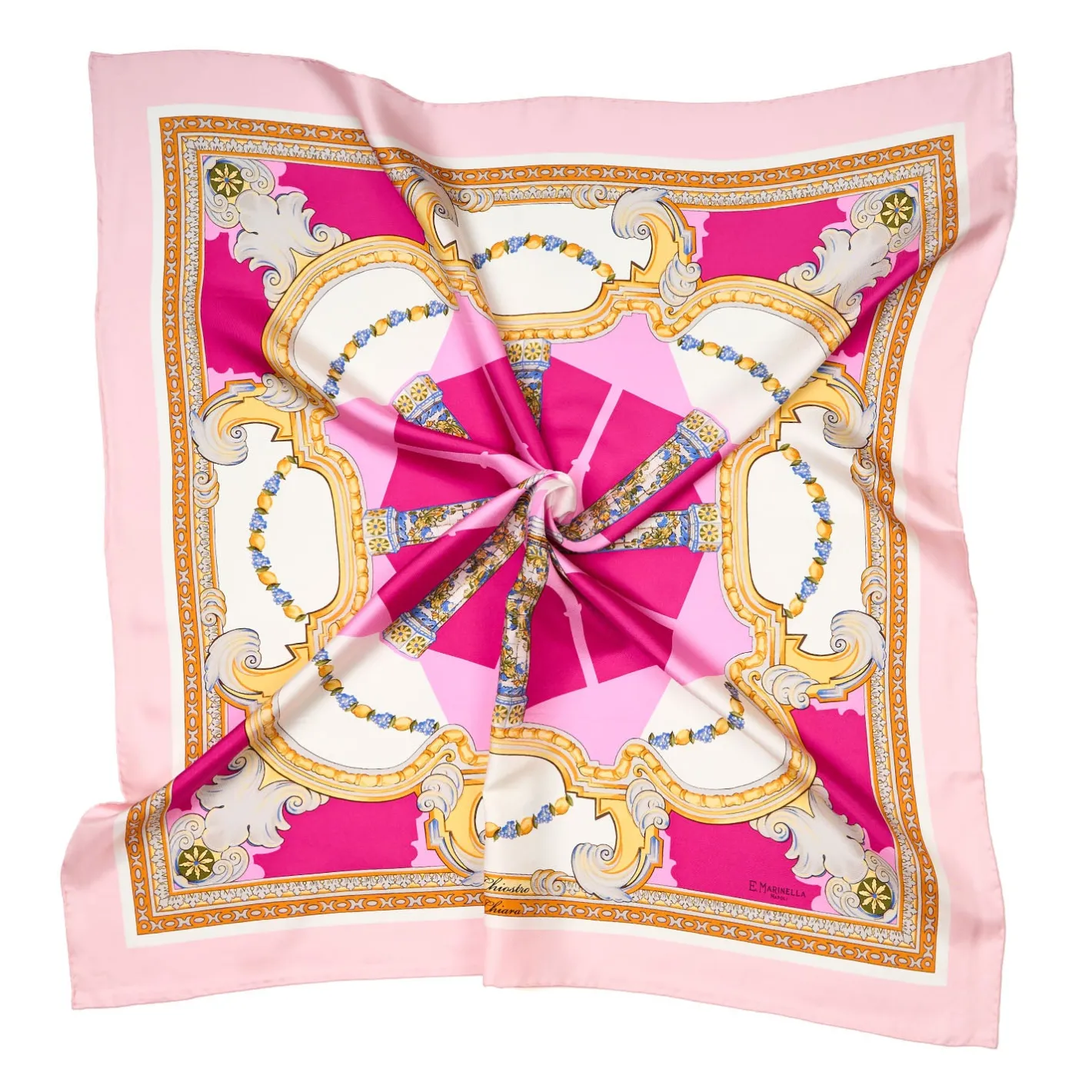 E.Marinella FOULARD IN SETA 90 ROSA Il chiostro di santa chiara Online