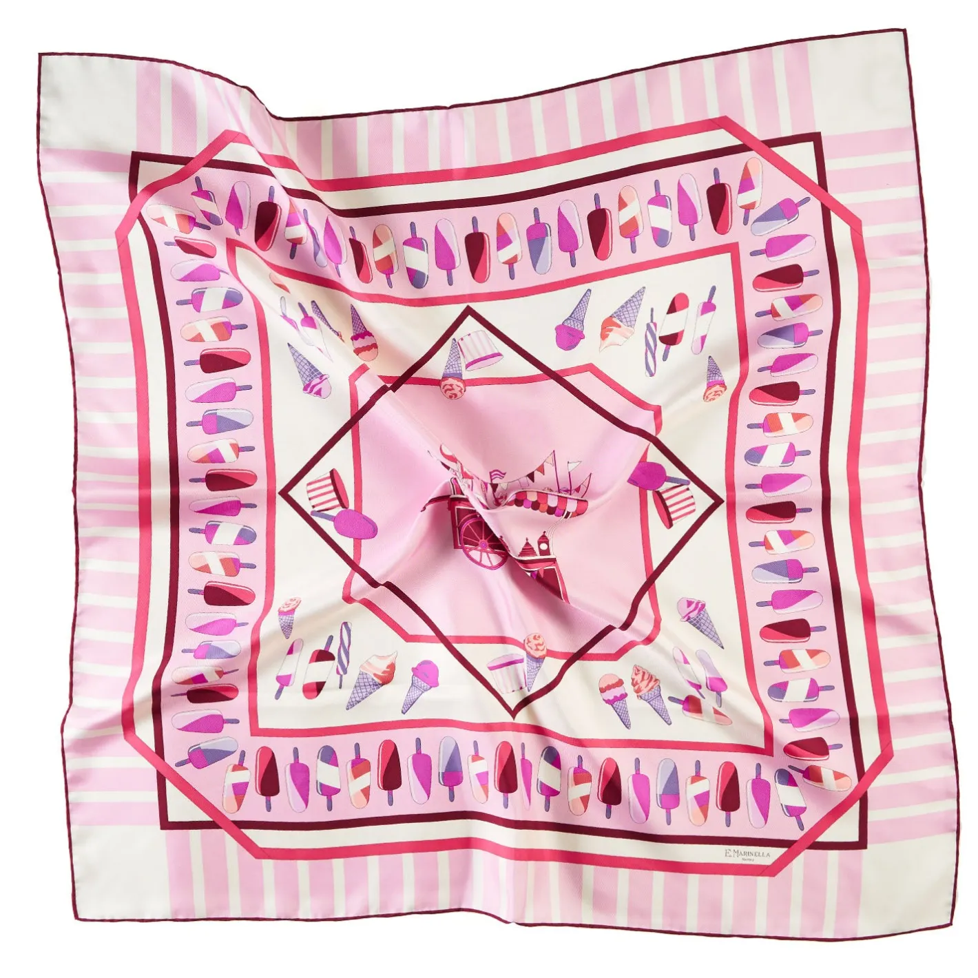 E.Marinella FOULARD IN SETA 90 ROSA La gelateria Outlet