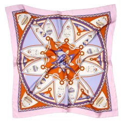 E.Marinella FOULARD IN SETA 90 ROSA Le mongolfiere Hot