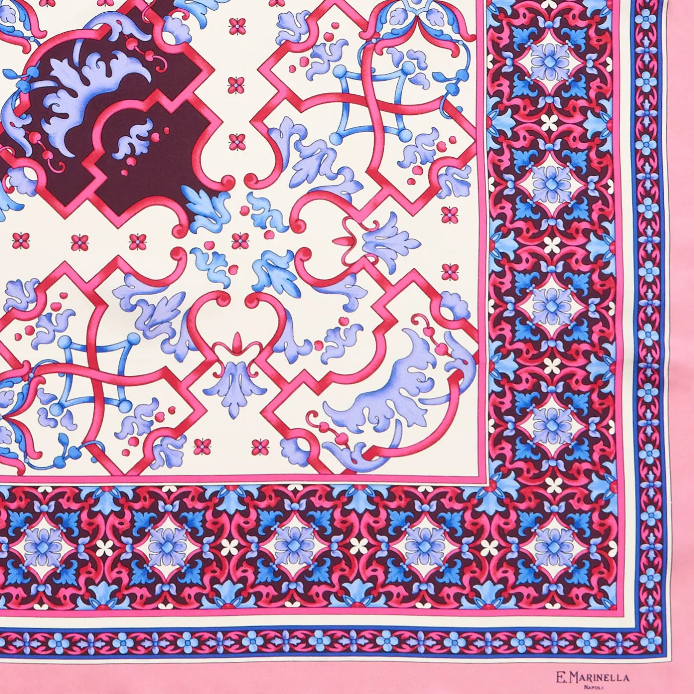 E.Marinella FOULARD IN SETA 90 ROSA Maiolica mediterranea Discount