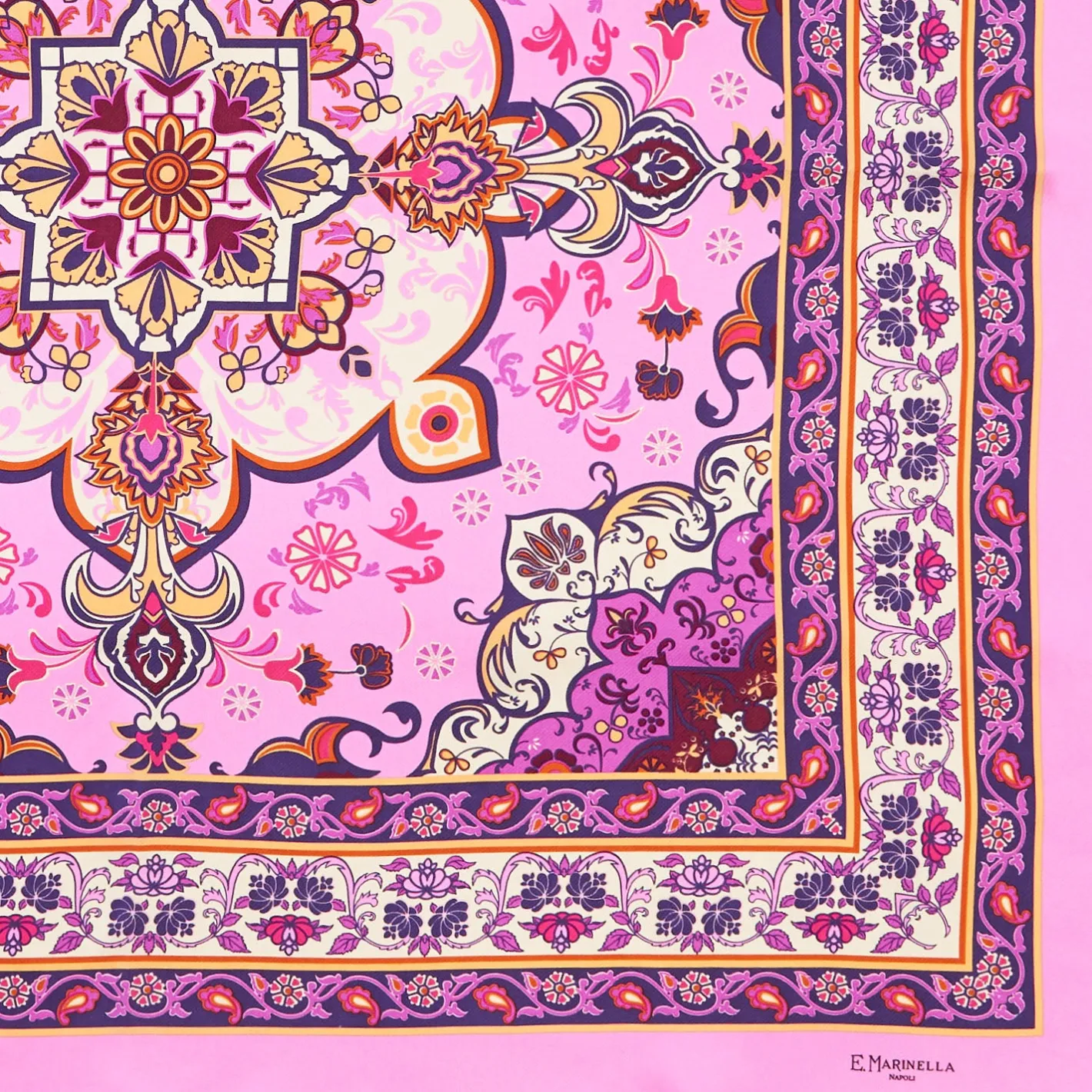 E.Marinella FOULARD IN SETA 90 ROSA Mediterranean vibes Outlet