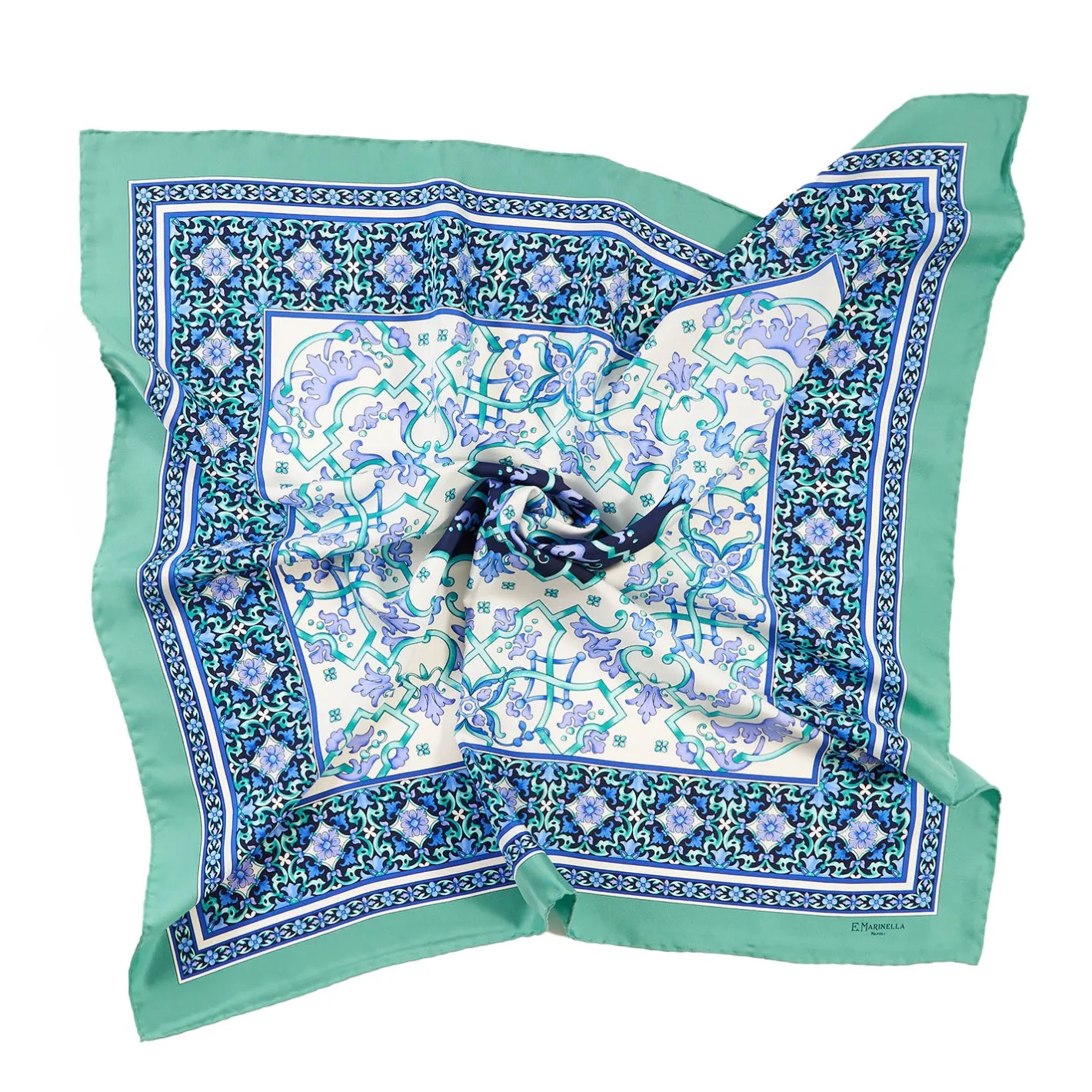 E.Marinella FOULARD IN SETA 90 VERDE CHIARO Maiolica mediterranea Online