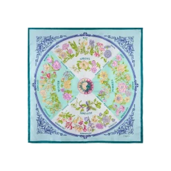 E.Marinella FOULARD IN SETA 90 VERDE La ruota delle stagioni Discount