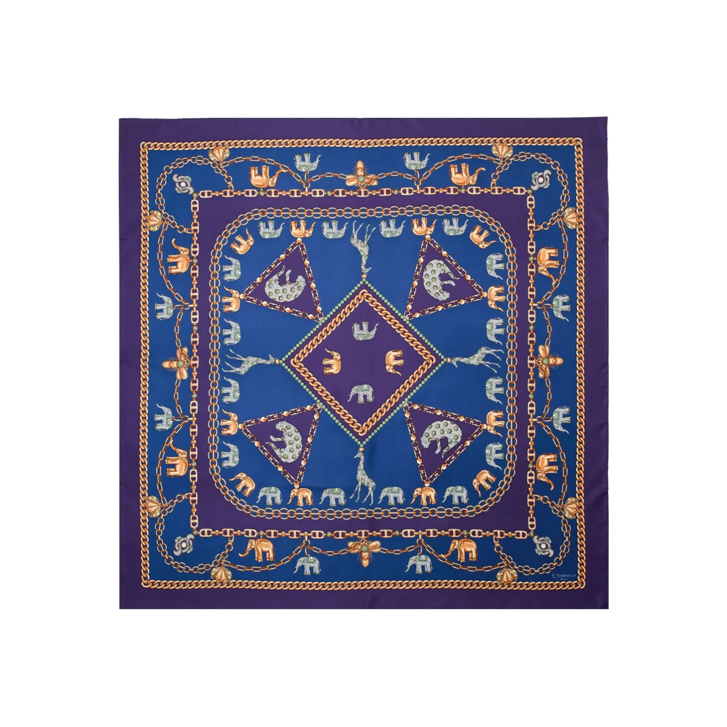 E.Marinella FOULARD IN SETA 90 VIOLA Elefanti portafortuna Online