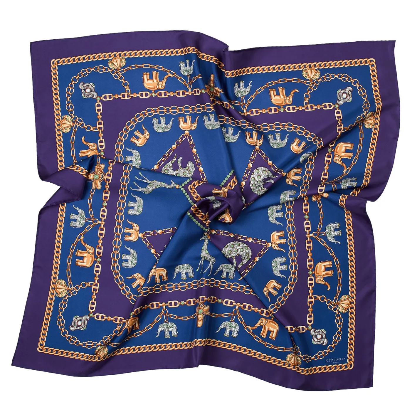 E.Marinella FOULARD IN SETA 90 VIOLA Elefanti portafortuna Online