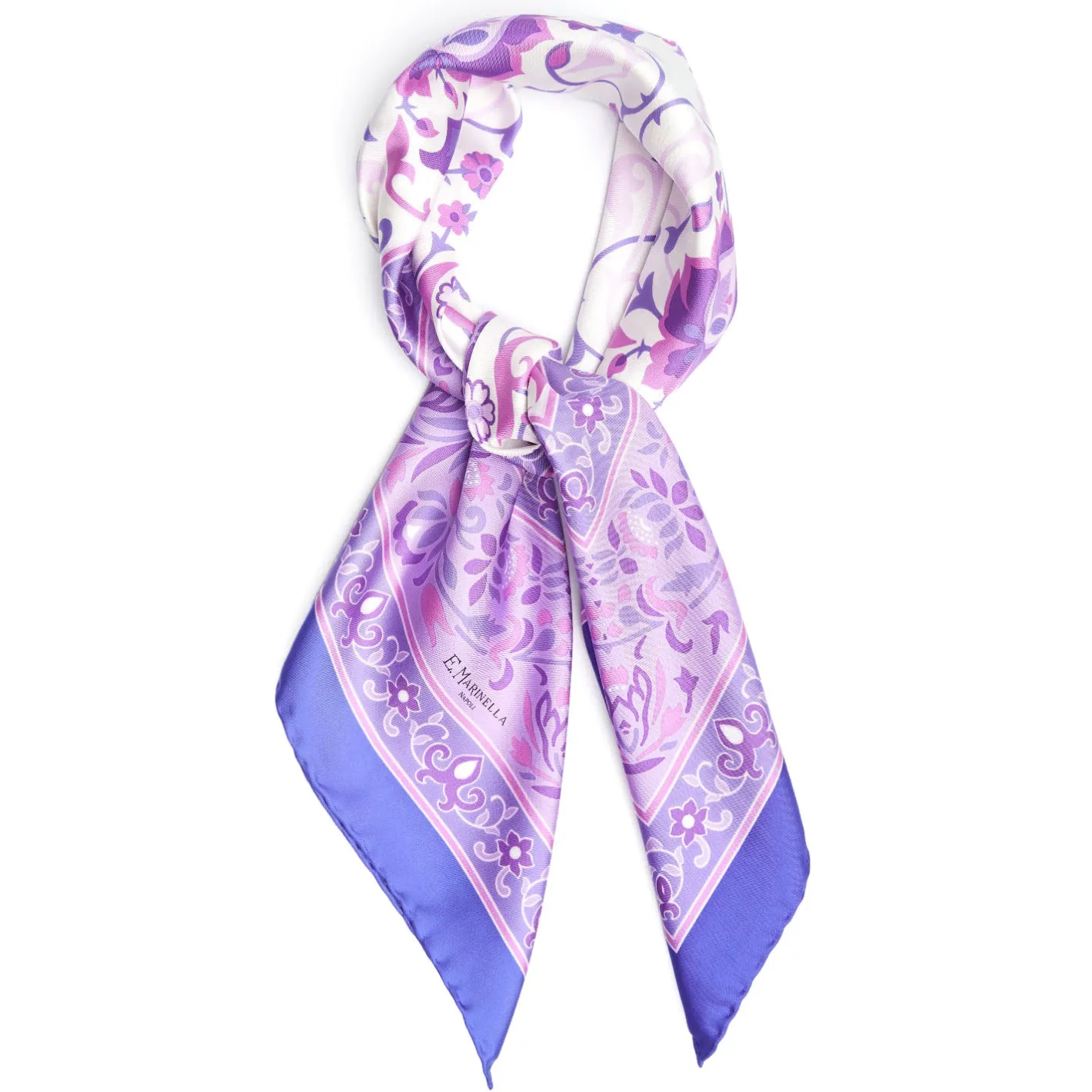 E.Marinella FOULARD IN SETA 90 VIOLA Motivo damascato Hot