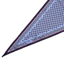E.Marinella FOULARD ROMBO IN SETA AZZURRO Microfantasia fiore Outlet
