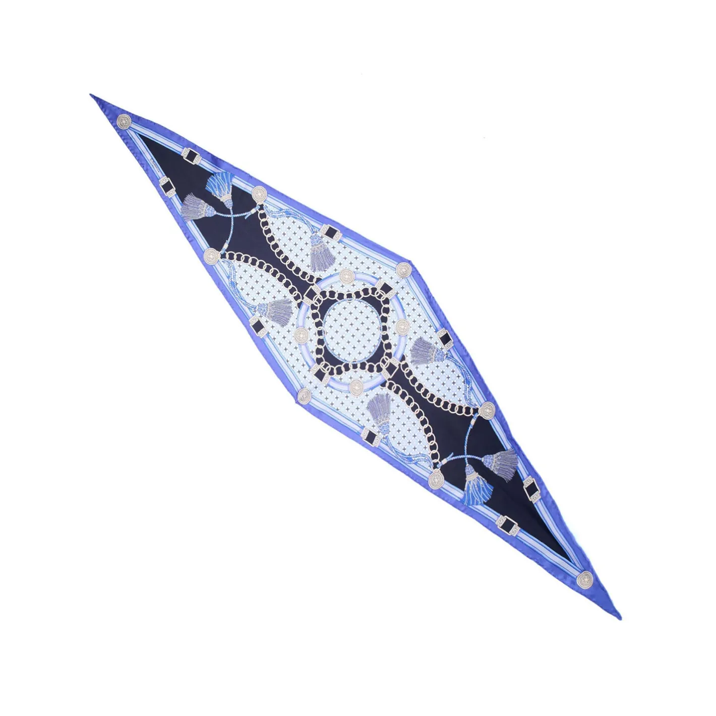 E.Marinella FOULARD ROMBO IN SETA BLU Collezione lucky charm Best