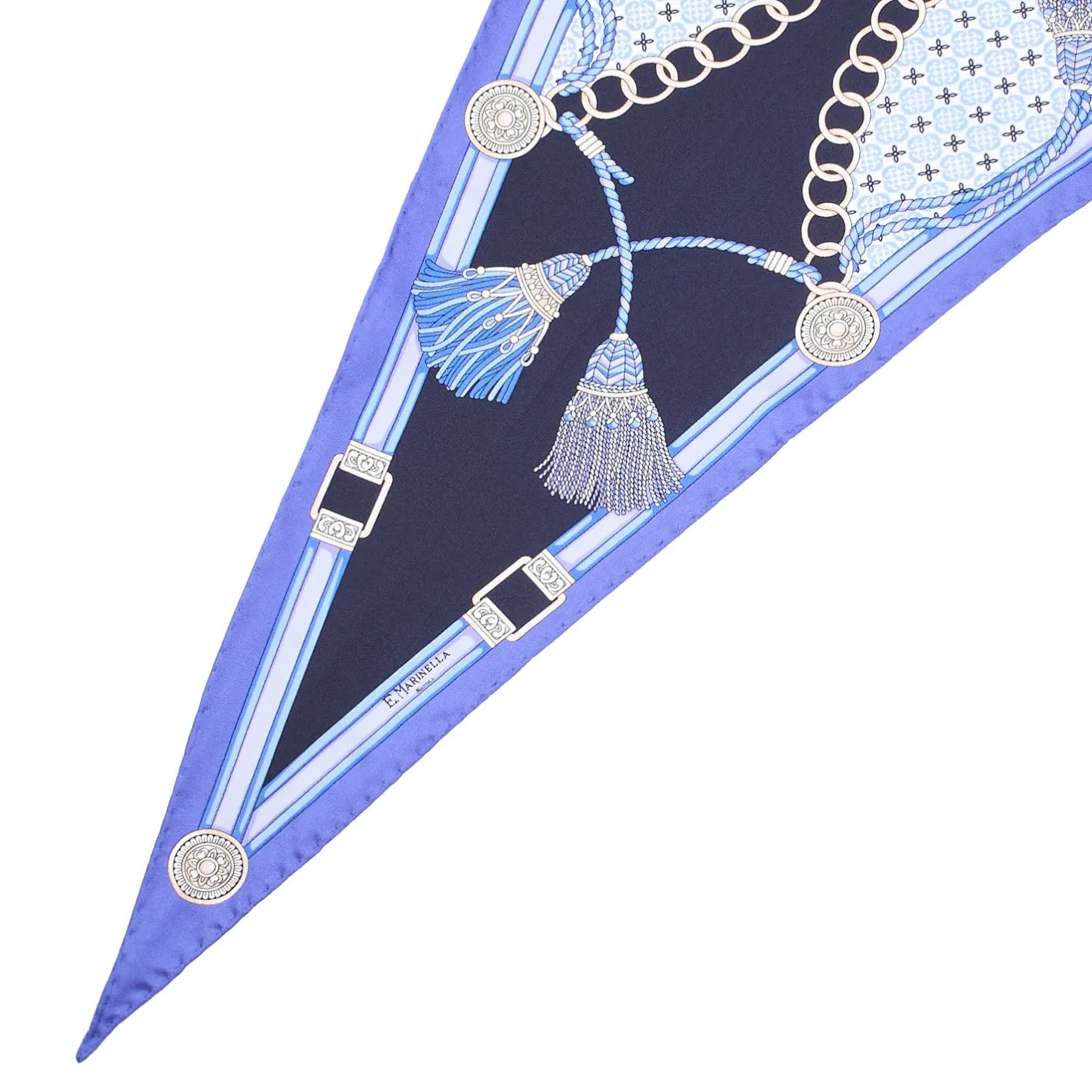 E.Marinella FOULARD ROMBO IN SETA BLU Collezione lucky charm Best