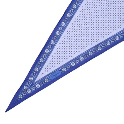 E.Marinella FOULARD ROMBO IN SETA BLU Microfantasia fiore Outlet