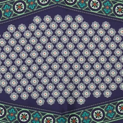 E.Marinella FOULARD ROMBO IN SETA BLU SCURO Microfantasia fiore Best
