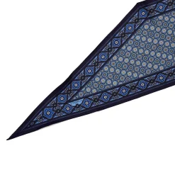 E.Marinella FOULARD ROMBO IN SETA BLU SCURO Microfantasia fiore Discount