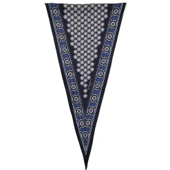 E.Marinella FOULARD ROMBO IN SETA BLU SCURO Microfantasia fiore Clearance