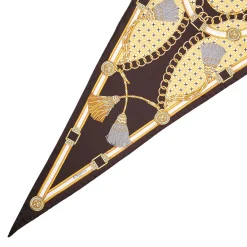 E.Marinella FOULARD ROMBO IN SETA MARRONE SCURO Collezione lucky charm Outlet
