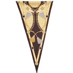 E.Marinella FOULARD ROMBO IN SETA MARRONE SCURO Collezione lucky charm Outlet