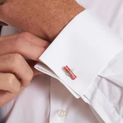 E.Marinella GEMELLI DA POLSO BARRETTA CON CORALLO In argento Hot