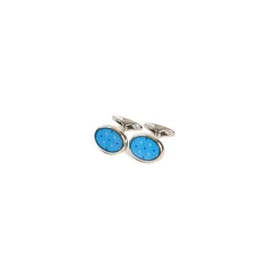 E.Marinella GEMELLI DA POLSO IN ARGENTO AZZURRO Con microfantasia fiore Best