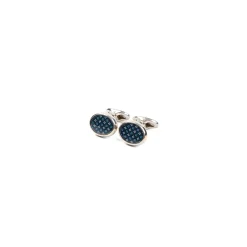 E.Marinella GEMELLI DA POLSO IN ARGENTO BLUCon microfantasia fiore Outlet