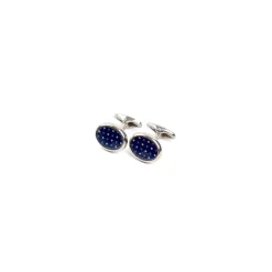 E.Marinella GEMELLI DA POLSO IN ARGENTO BLUCon microfantasia fiore Outlet