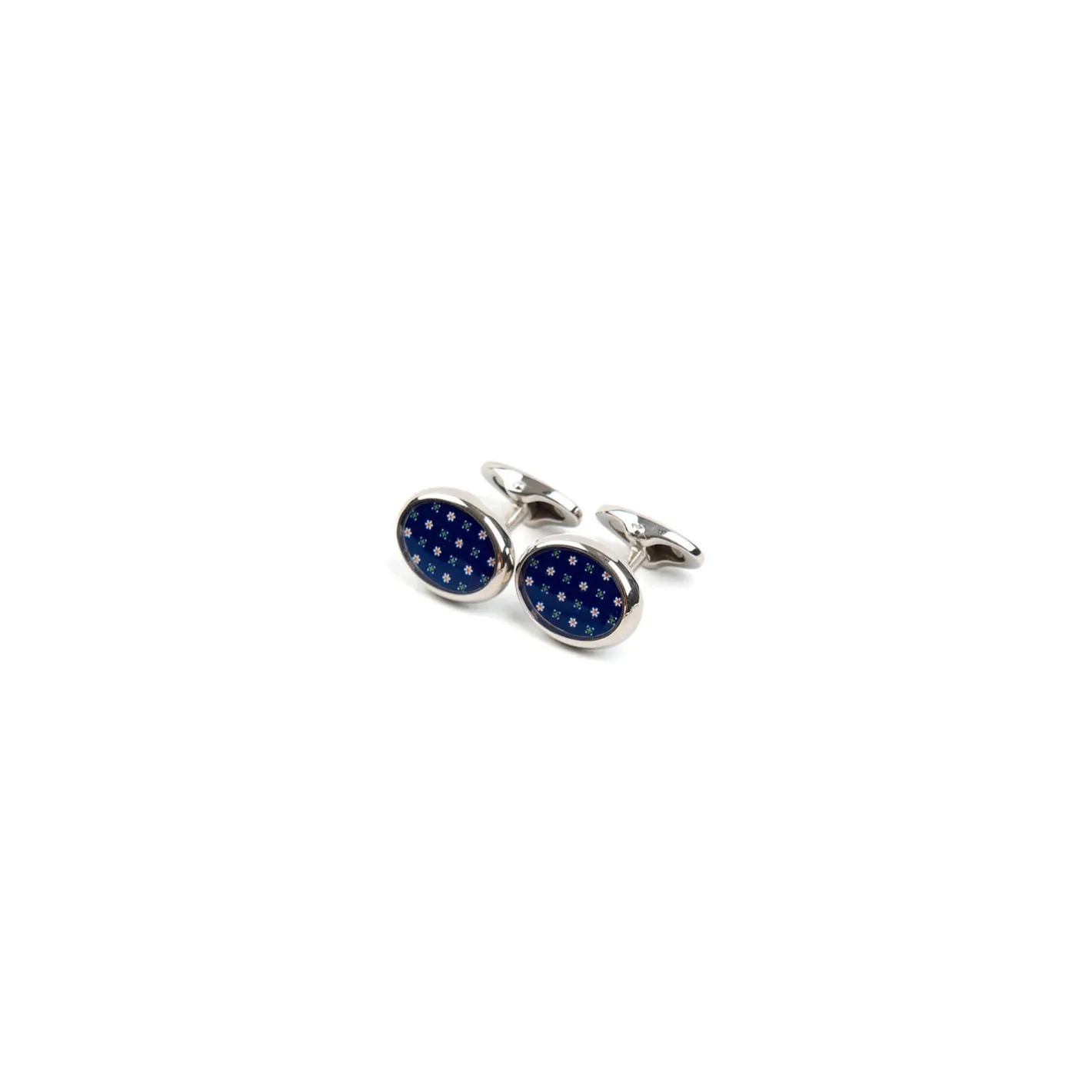E.Marinella GEMELLI DA POLSO IN ARGENTO BLUCon microfantasia fiore Sale