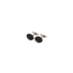 E.Marinella GEMELLI DA POLSO IN ARGENTO BLU Con microfantasia fiore