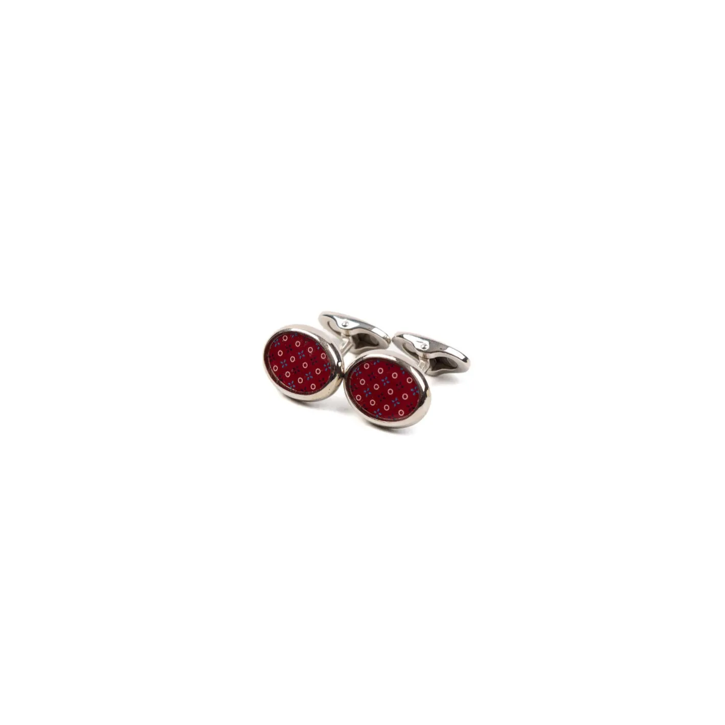 E.Marinella GEMELLI DA POLSO IN ARGENTO BORDEAUXCon microfantasia fiore New