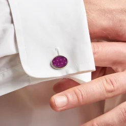 E.Marinella GEMELLI DA POLSO IN ARGENTO FUCSIA Con microfantasia fiore Online