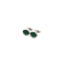 E.Marinella GEMELLI DA POLSO IN ARGENTO VERDECon microfantasia fiore Clearance
