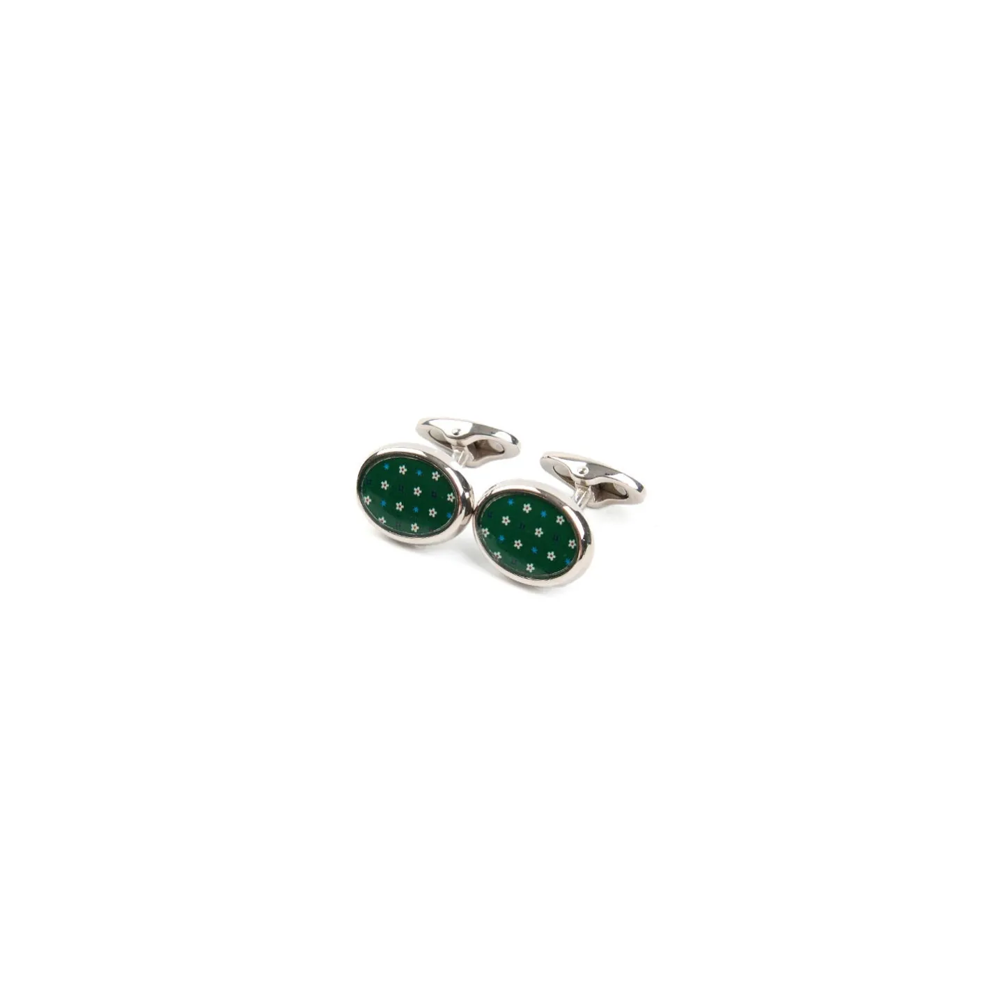 E.Marinella GEMELLI DA POLSO IN ARGENTO VERDE Con microfantasia fiore Online