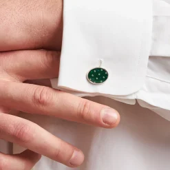 E.Marinella GEMELLI DA POLSO IN ARGENTO VERDE Con microfantasia fiore Online