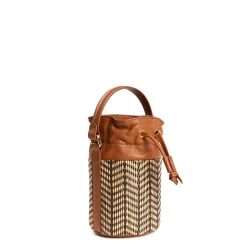 E.Marinella MINI SECCHIELLO COLOR CUOIO In rafia e pelle Discount