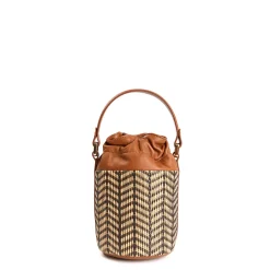 E.Marinella MINI SECCHIELLO COLOR CUOIO In rafia e pelle Discount