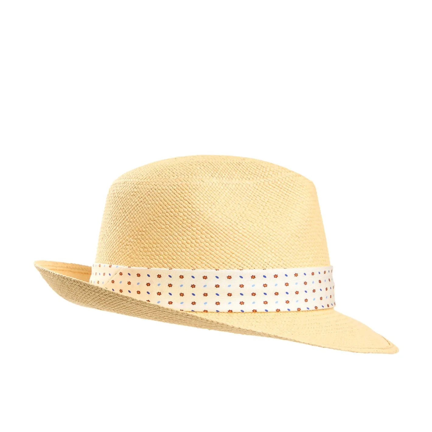 E.Marinella PANAMA MODELLO FEDERICO CON CINTA IN SETA BIANCA, 55 CM E. marinella x borsalino Outlet