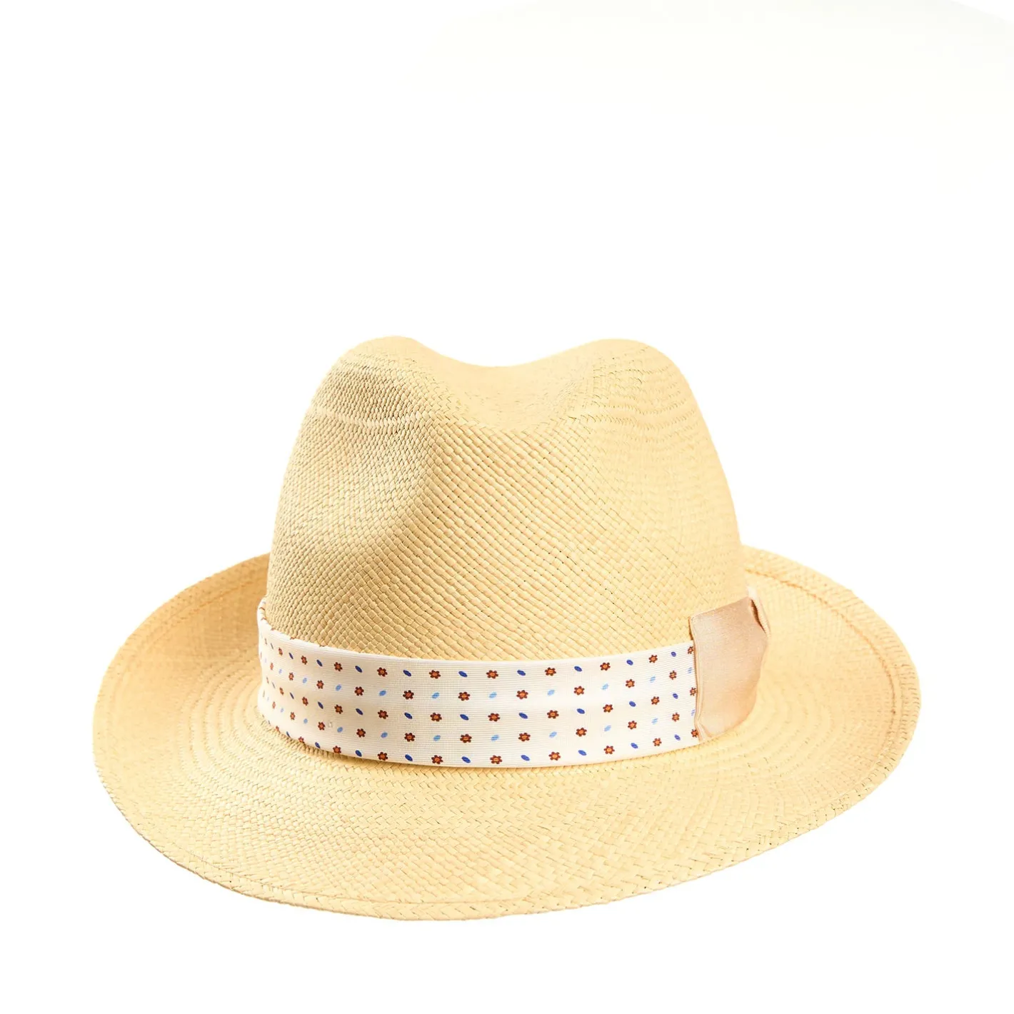 E.Marinella PANAMA MODELLO FEDERICO CON CINTA IN SETA BIANCA, 55 CM E. marinella x borsalino Outlet