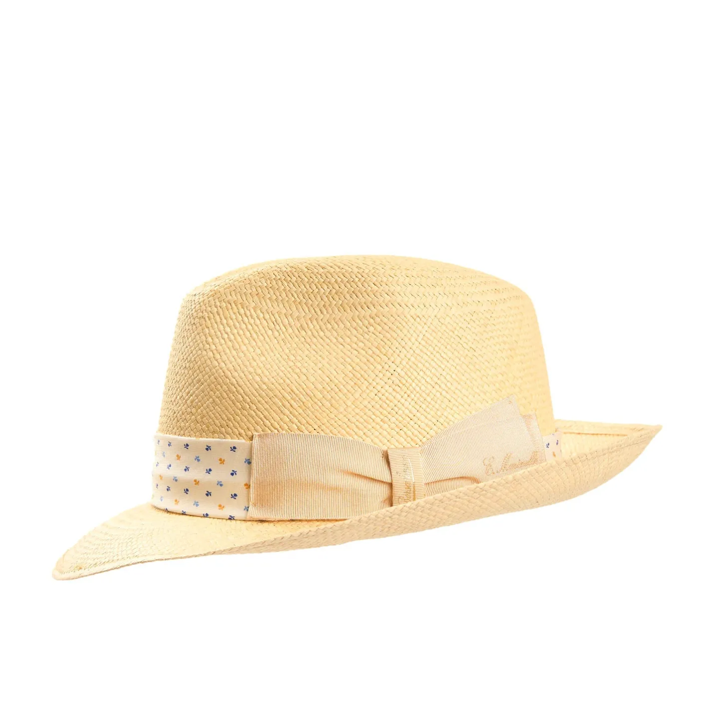 E.Marinella PANAMA MODELLO FEDERICO CON CINTA IN SETA BIANCA, 56 CM E. marinella x borsalino Discount