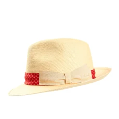 E.Marinella PANAMA MODELLO FEDERICO CON CINTA IN SETA ROSSA, 58 CM E. marinella x borsalino Online